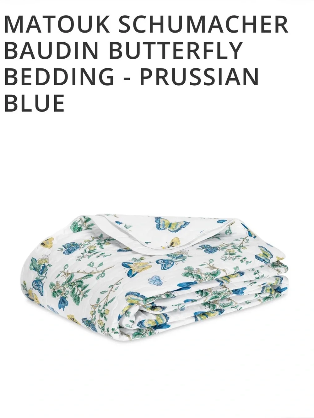 NEW Full Queen MATOUK SCHUMACHER BAUDIN BUTTERFLY DUVET -PRUSSIAN BLUE $725MSRP